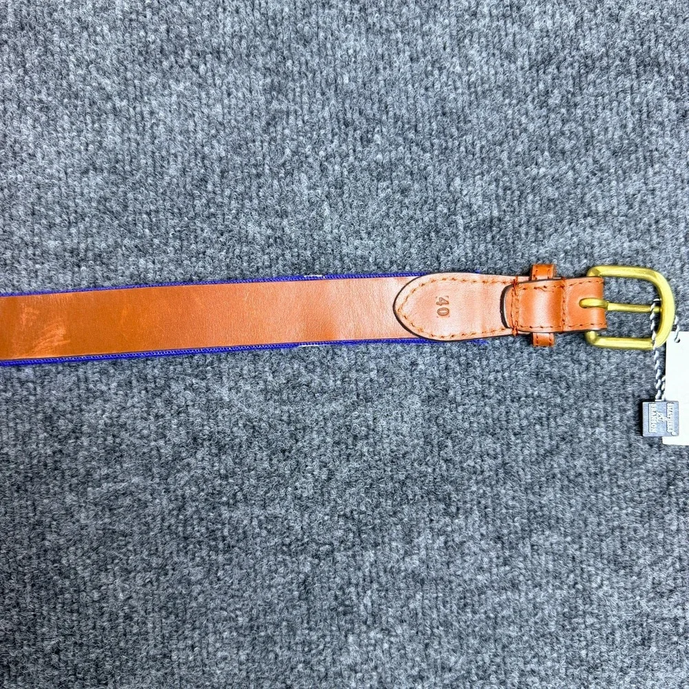 Smathers and Branson Boise State Football belt size 40 leather Brass Needlepoint
